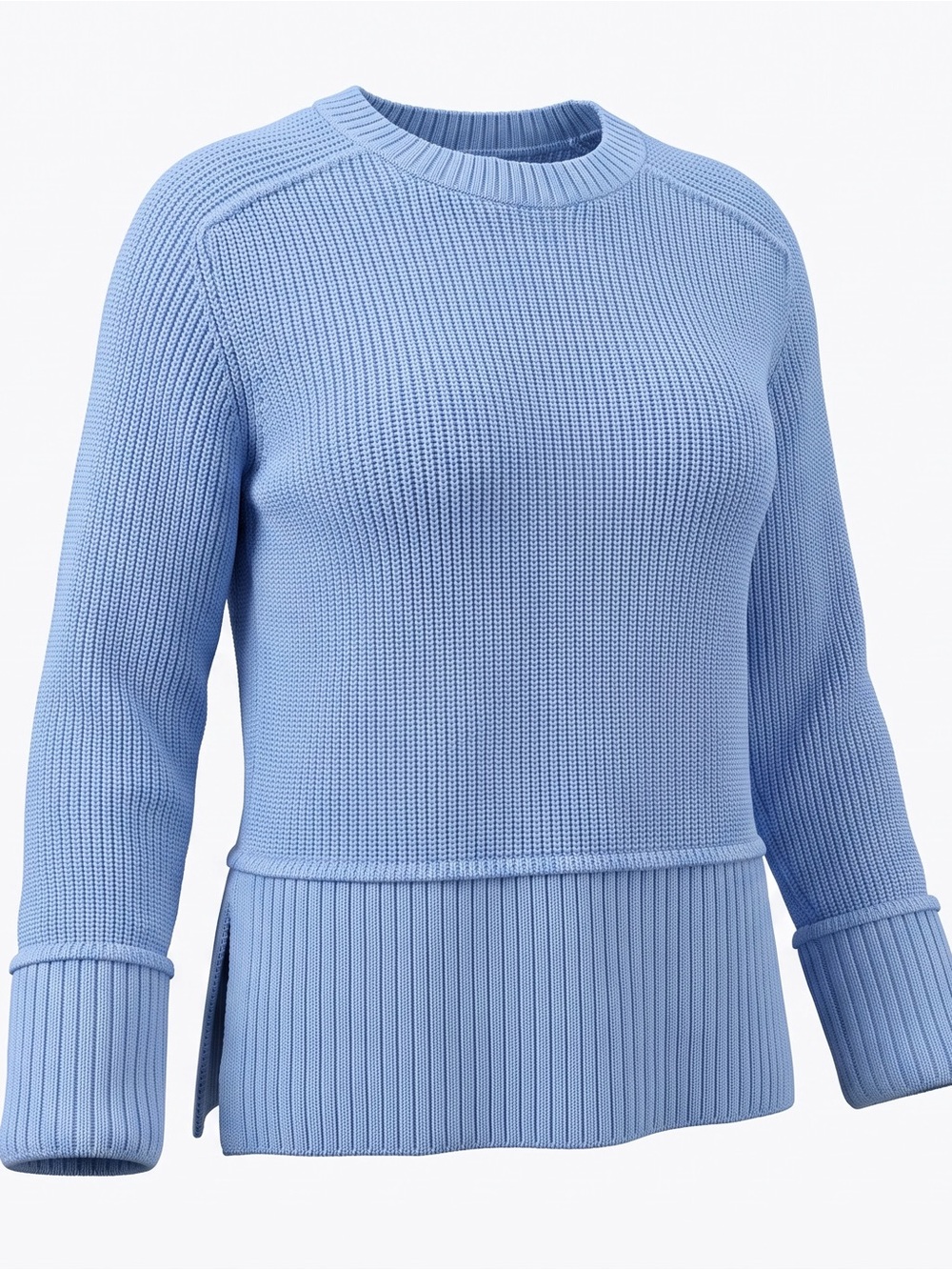 Anthropologie Pilcro Blue Chunky Ribbed Crewneck Sweater Size Medium